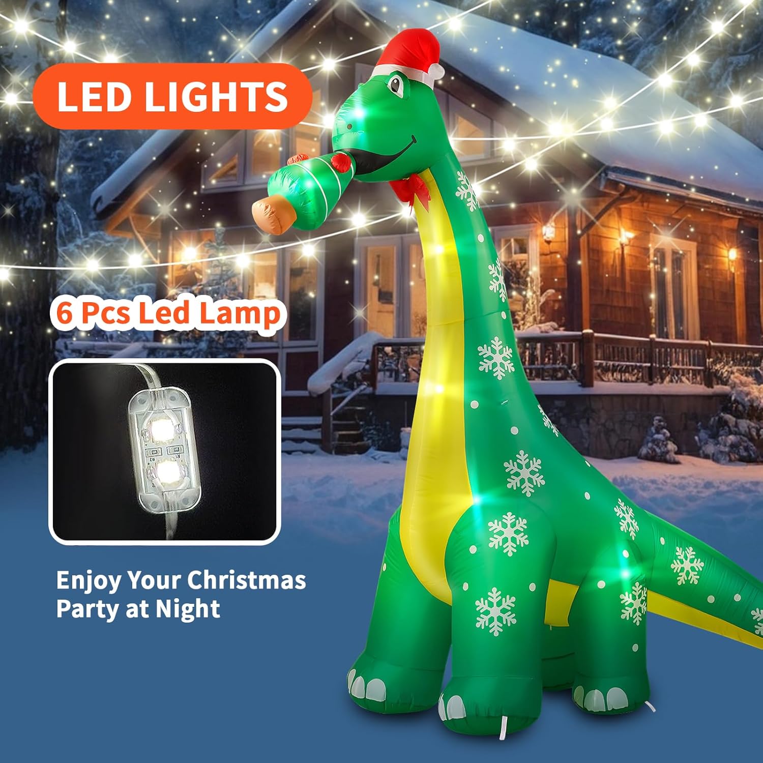 10Ft Christmas Inflatable Outdoor Decoration, Dinosaur Blow Up Inflatable Christmas Decorations Outside With Build-In Le