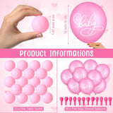 71 Baby Shower Game Sign Wooden Baby Shower Tinkle In The Pot Game Sign Gender Reveal Party Favors 20 Table Tennis Balls 50 Balloon Latex Balloon(Pink)