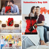 Valentines Day Gifts For Her, Rose Bear Birthday Gift, Rose Teddy Bear Gift For Girlfriend, Flower Bear With Rose Bouquet And I Love You Necklace, For Wife/Mother
