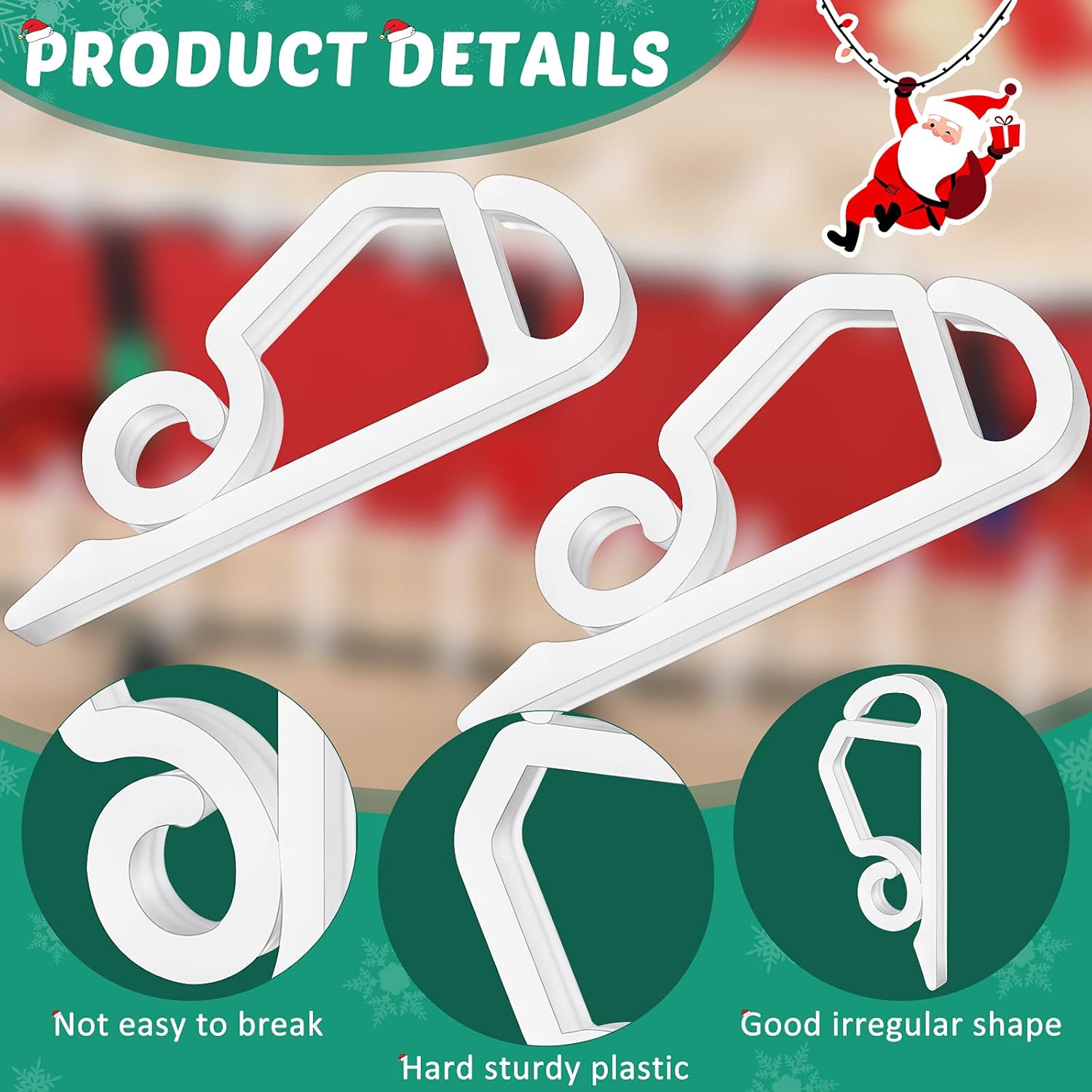Christmas Light Clips Gutter Clips For Outdoor Hanging Plastic Weatherproof Gutter Hooks Hanging String Lamp Holder Mount To Shingles For Halloween Xmas Tree Decor