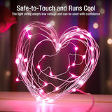 12 Pack Fairy Lights Battery Operated - 7Ft 20 Led Twinkle Lights 3 Modes, Bulk Mini String Lights Waterproof For Mason Jars Vases Diy Party Wedding Decoration Valentines Day - Pink