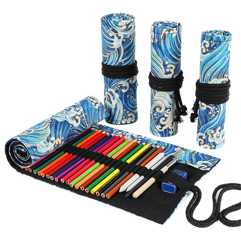 24/36/72 Slots Pencil Wrap Pencil Rolls, Artist Colored Pencils Roll Up Bag Sh