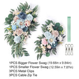 Artificial Flower Swag, Wedding Welcome Sign Floral Swag Blue Pink Flowers For Backdrop Decoration Wedding Arch Flower Arrangements Ceremony And Reception Decor