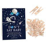 Space Astronaut Baby Shower Games, Don'T Say Baby Game For Baby Shower (One Sign With 50 Mini Clothespins), Boy Blue Planets Moon Theme Baby Shower Decorations, Gender Reveal Game-Dsbb30