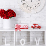 Valentine'S Day Tiered Tray Decorations Faux Books Bundle With Ribbon Red Truck Wood Book Stack Table Decoration Centerpiece Sign For Home Shelf Office Mantel Gift(Truck)