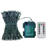 200 Leds Battery Operated Christmas Lights On Dark Green Cable, Waterproof Indoor/Outdoor String Fairy Lights With Remot
