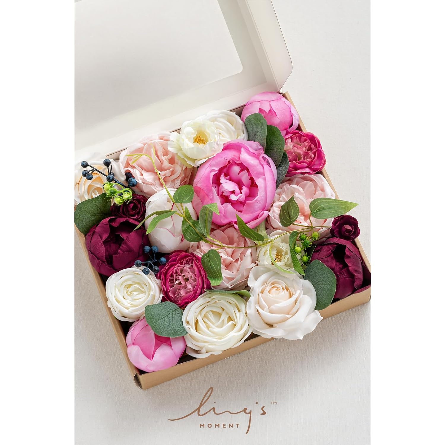 Marsala & Cream Artificial Flowers Peony Flowers Combo For Diy Wedding Bouquets Centerpieces Arrangements Party Baby Shower Home Decorations