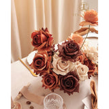 Artificial Flowers Combo Box Set 16Pcs Fake Rose Silk Flower With Stem For Diy Wedding Bouquets Centerpieces Baby Shower Party Home Fall Decoration (Gradient Burnt Orange)