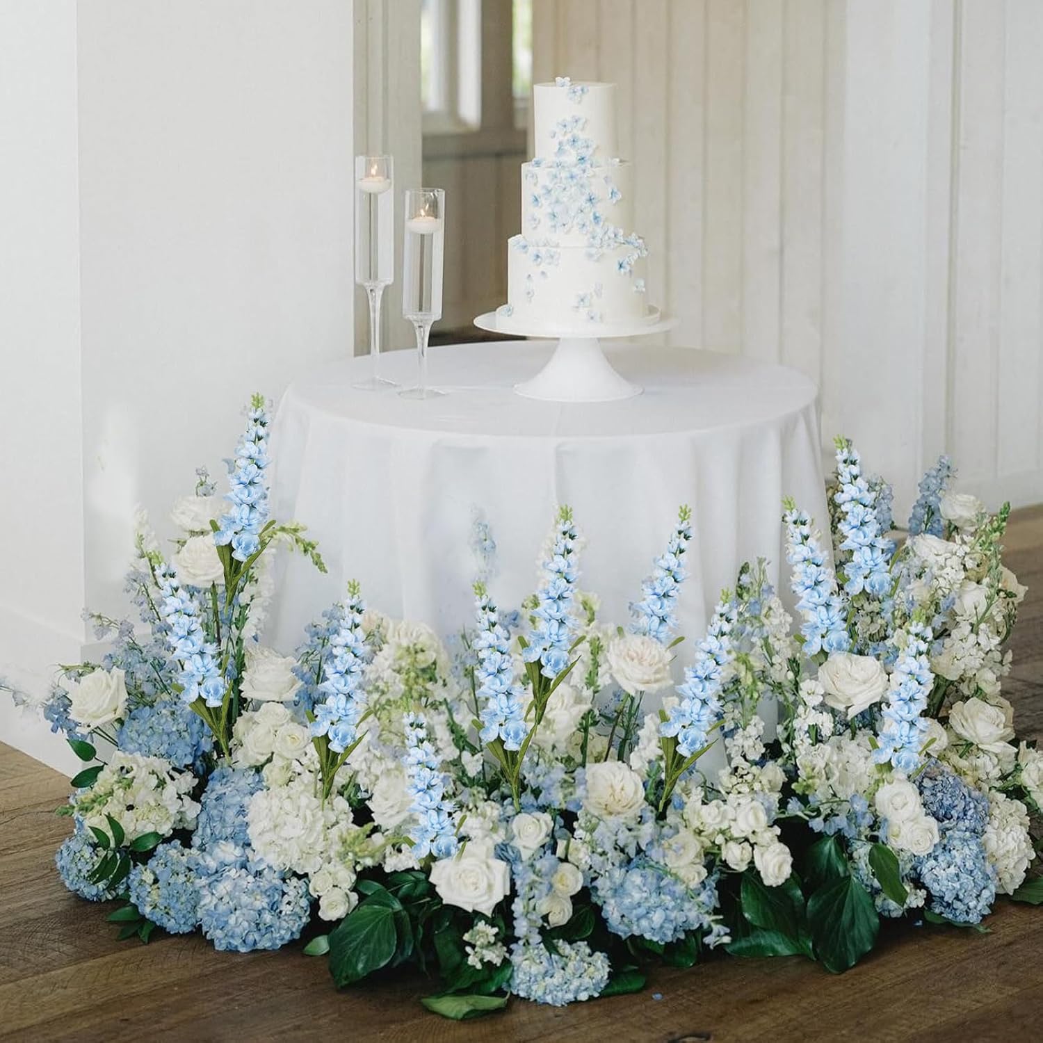 6Pcs Delphinium Artificial Flowers 36.22In Silk Flowers Snapdragon Flowers Hyacinth Artificial Flowers Long Stem Flowers For Wedding Home Floral Centerpieces Decor(Light Blue)