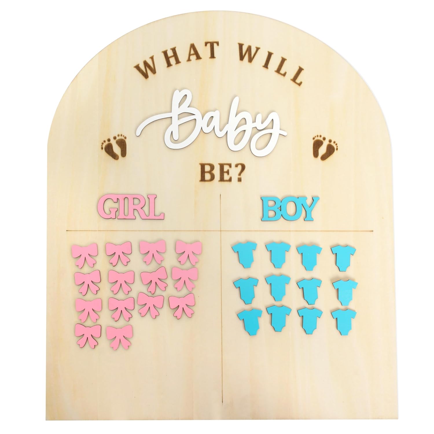 Wooden Baby Gender Reveal Guessing Board - Creative Gender Reveal Party Game Prop,Blue And Pink Guessing Board