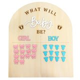 Wooden Baby Gender Reveal Guessing Board - Creative Gender Reveal Party Game Prop,Blue And Pink Guessing Board