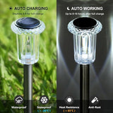 10 Pack Solar Outdoor Stake Lights Stainless Steel 6000K Cold White Waterproof