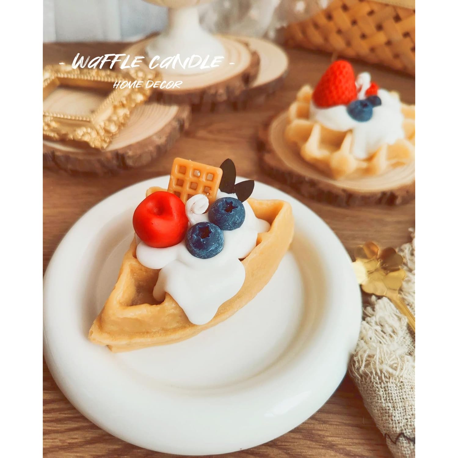 Lovely Chocolate Scented Waffle Food Shaped Decorative Candle