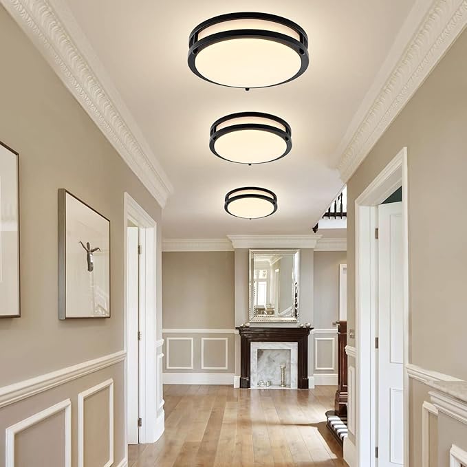 2 Pack 10 Inch Dimmable LED Flush Mount Ceiling Lights 30W 3200LM Black