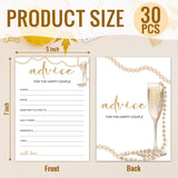30 Pcs Party Advice And Wishes For The Happy Couple, Wedding Advice Cards For Bridal Shower, Bridal Shower Games Advice And Wishes Cards, (Gold Champagne) -004