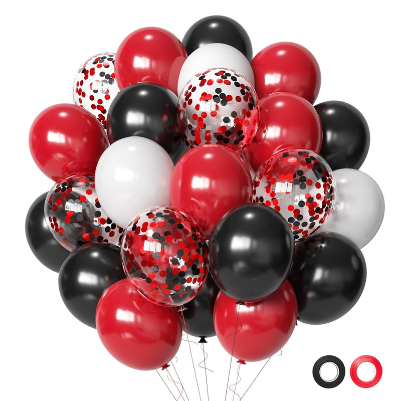 Red Black White Latex Balloons, 60Pcs 12Inch Black Red White Party Bal