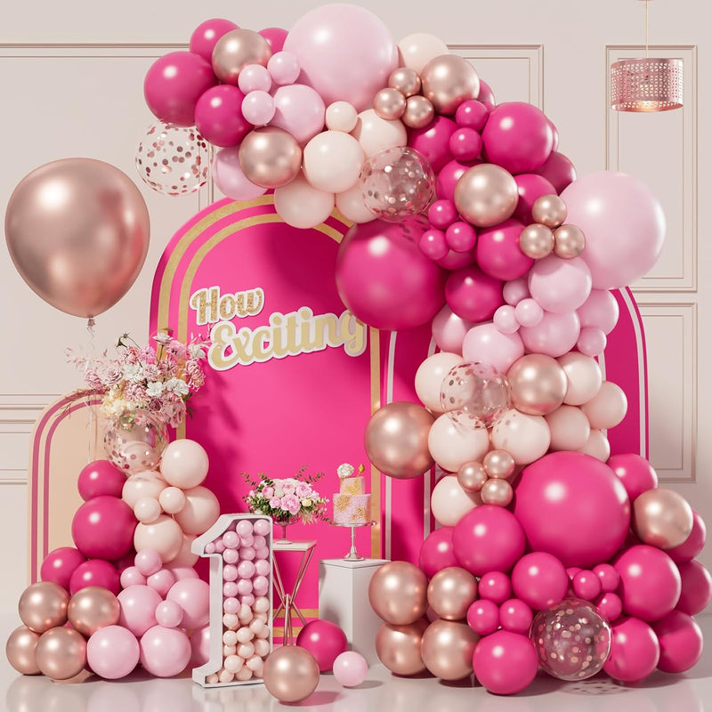 152Pcs Pink Balloon Arch Garland Kit With Pastel Pink Hot Pink Pastel