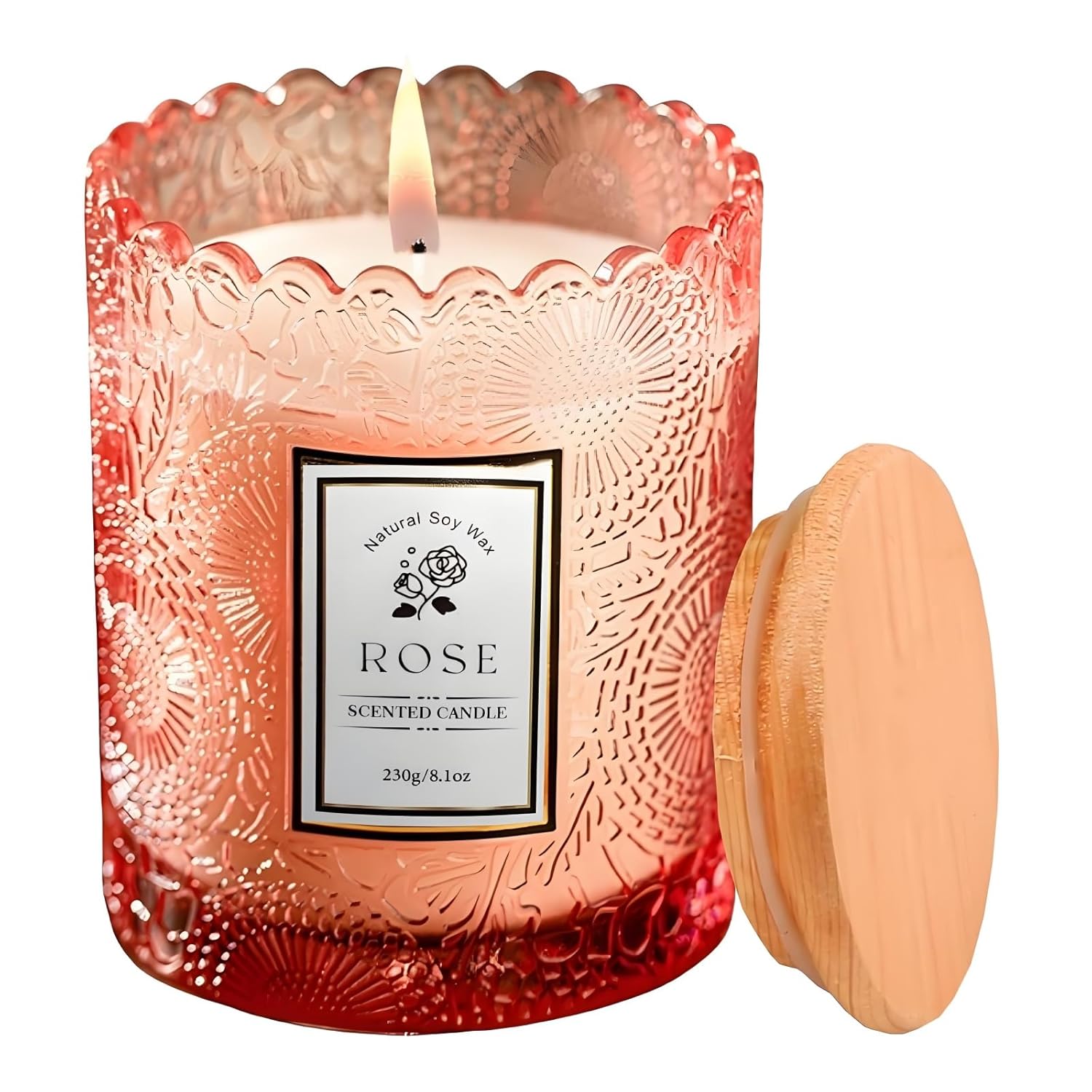 Gifts For Women Candle,Valentine'S Day Gift Candles,Mother'S Day, Natural Soy Candle,60 Hours Burn, Candles For Home Scented (Rose)