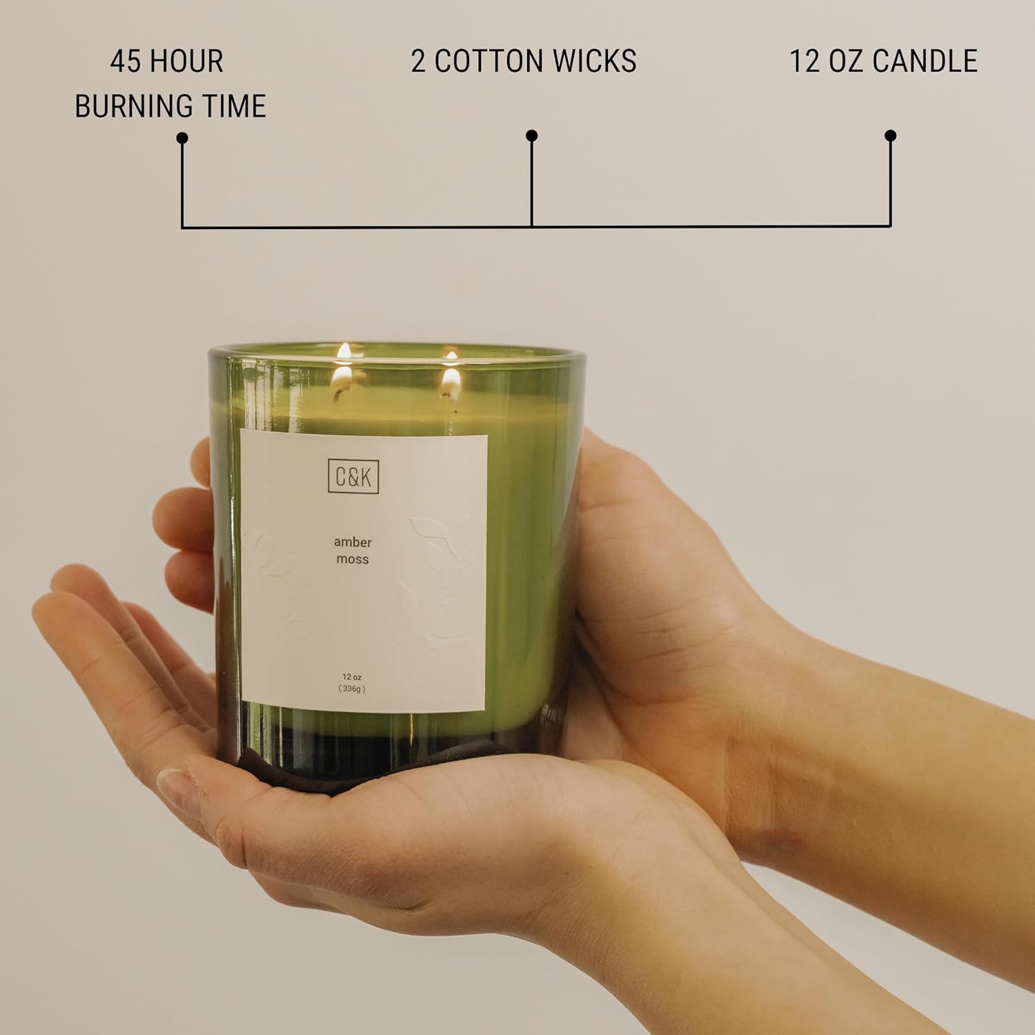 12Oz Amber Moss Candle For Home | Premium Green Winter Scented Candles For Men | Made With Natural Soy | Holiday Candles Gifts For Men And Women | Nature Collection