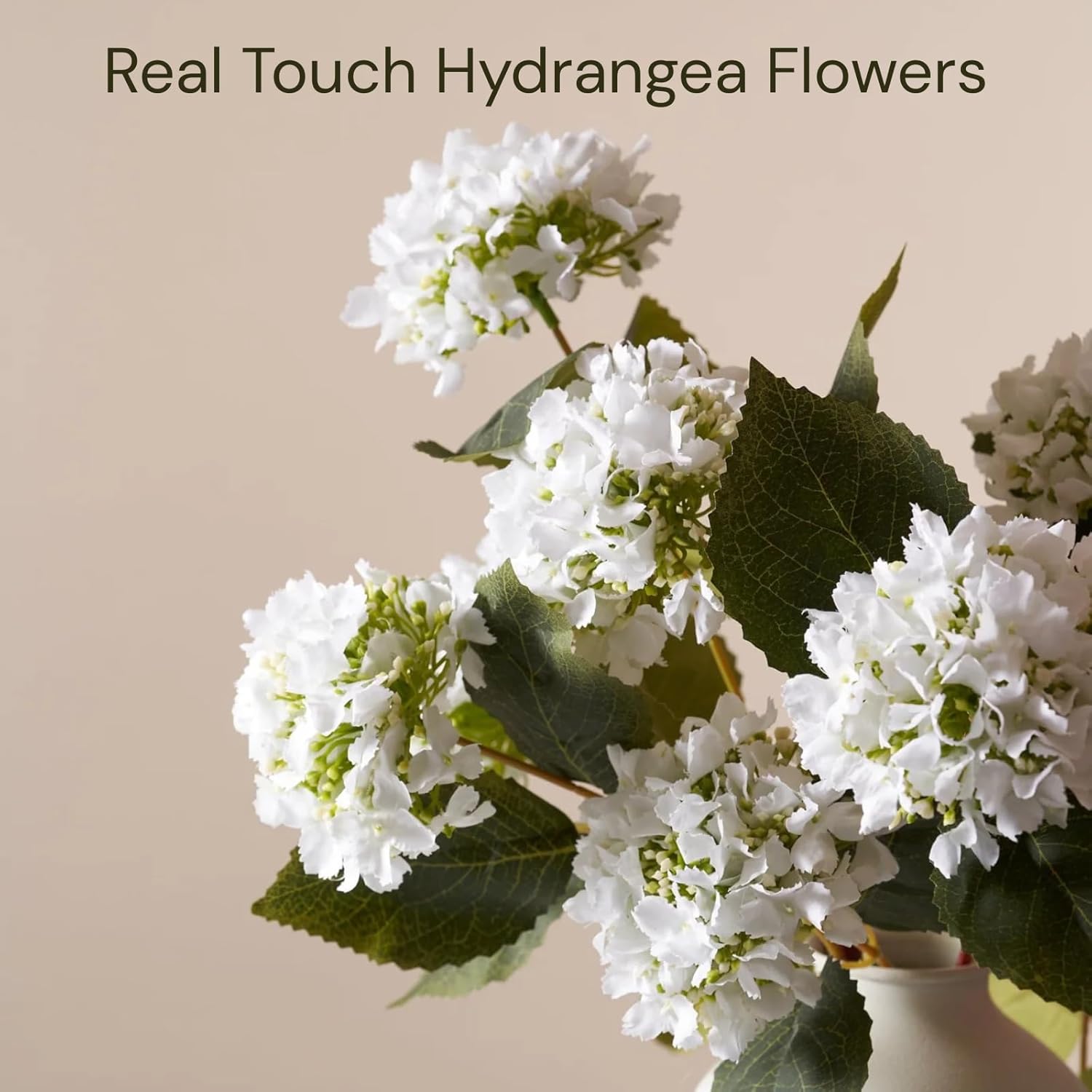 Real Touch Hydrangea Flowers 5 Stems (15 Heads) Artificial, Small Faux Hydrangea Flowers With Stems For Table Decor, Mini Silk Floral Arrangements Bouquet, Hortensias Artificiales, Snowball Viburnum