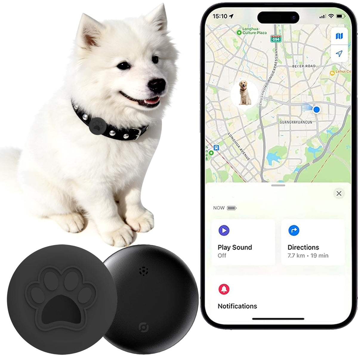 Dog Trackers Smart Pet Tracker For Collar Dog Trackers Pet Location Tracker With Holder No Monthly Fee Compatible With Apple Find My (Ios Only Not For Android) Anti-Lost Device For Pets Bag Straps