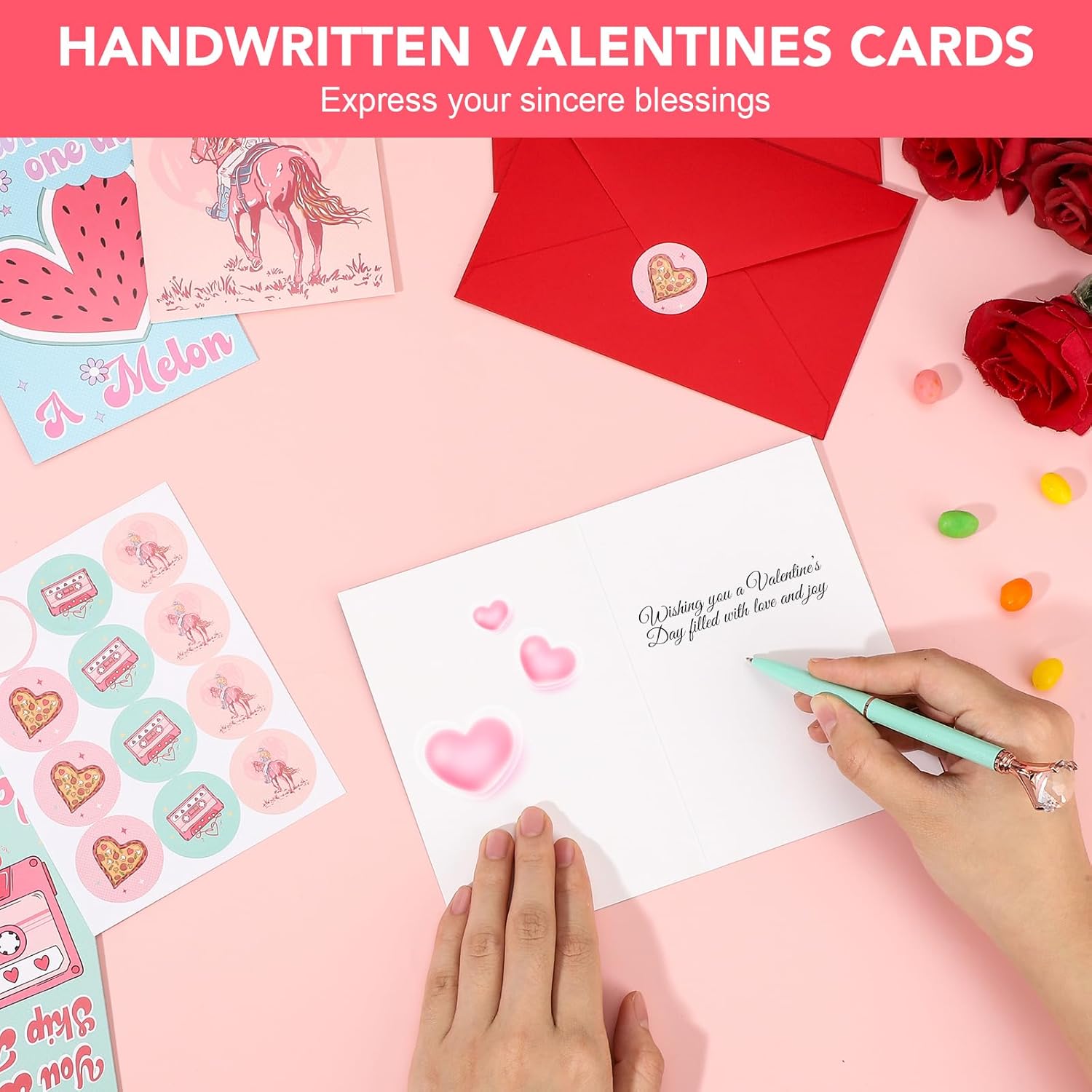 24 Pack Valentines Day Cards, Funny Valentines Card With Envelopes & Stickers, 6 Designs Valentine Cards For Kids Classroom, School, Adults, Family, Friends, Happy Love Notes For Him & Her