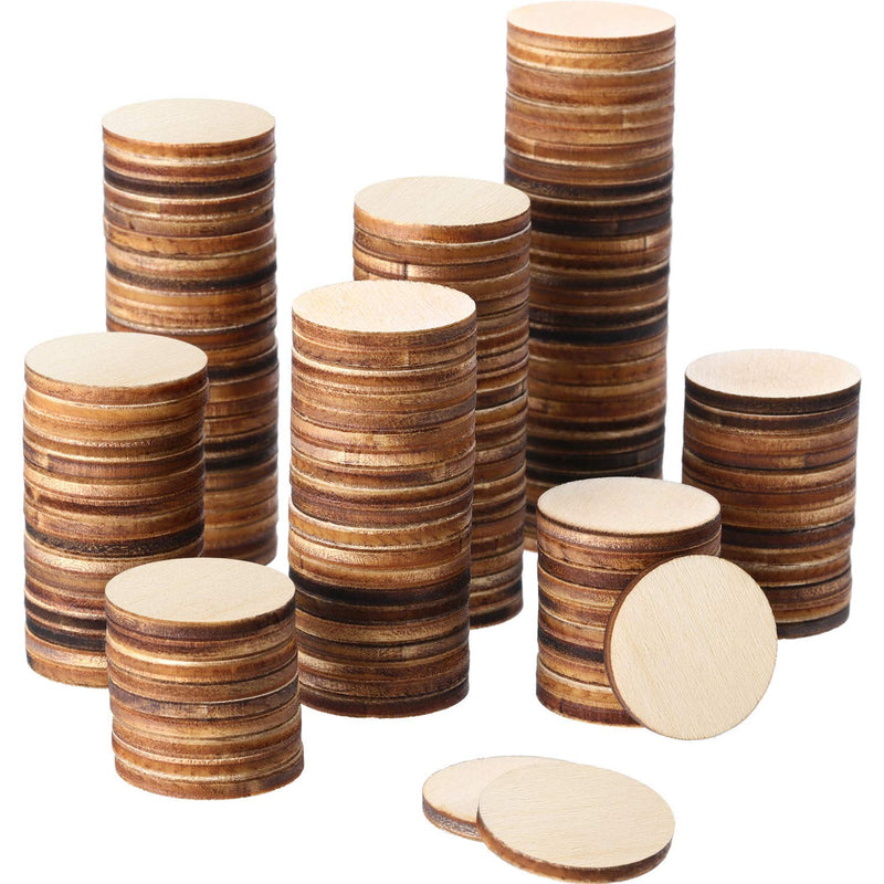 200 Pieces 1 Inch Unfinished Wood Slices Round Disc Circle Wood Pieces Wooden