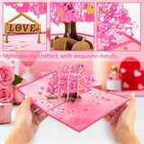 3D Pop Up Tree Of Love Card With Blank Note Card - Pink Hearts Tree Greeting Card With Envelope - Romantic Love Card For Valentine'S Day, Anniversary, Proposal, Wife, Husband, Girlfriend, Boyfriend