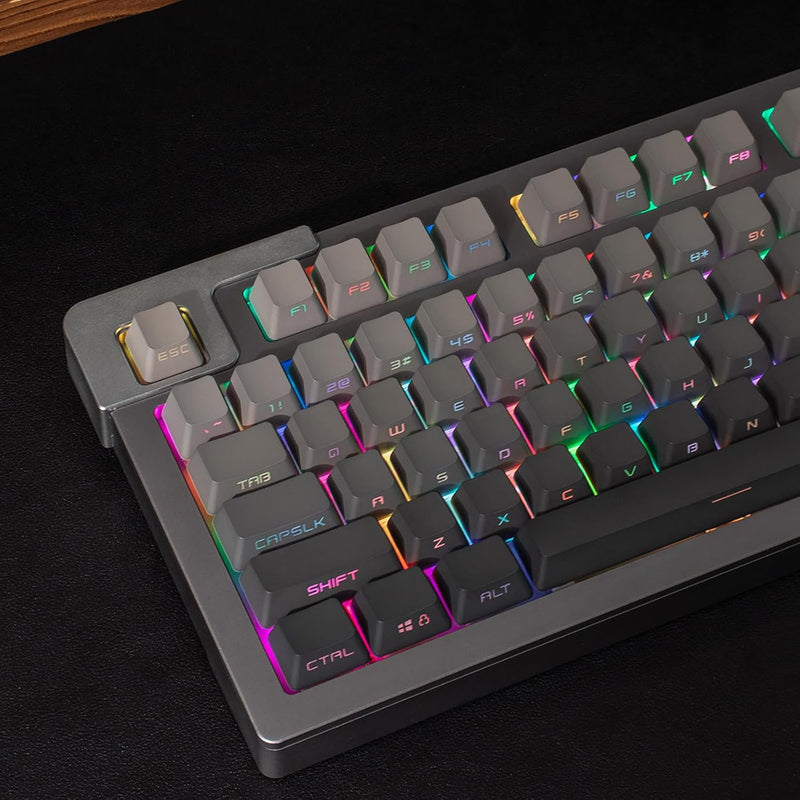 134 Keys Pbt Double Shot Keycaps Oem Profile Gradient Grey Backlit Keycaps Set