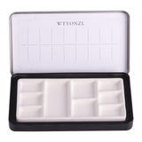 Travel Watercolor Palette,Portable Ceramic Palette 9 Well,Empty Wet Palette Metal Paint Box With Porcelain Palette(Black Box)