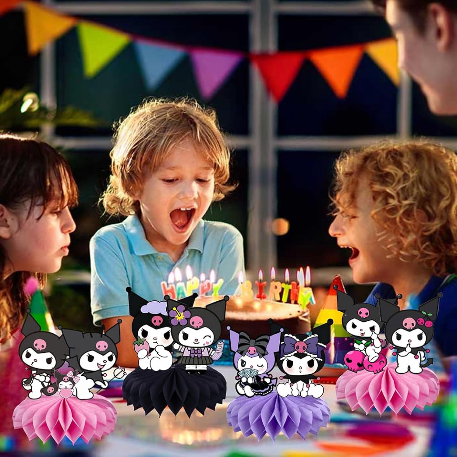 8Pcs Kuromii Honeycomb Table Centerpiece,Kawaii Birthday Party Supplies Table Decorations For Kids Party Decorations