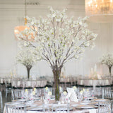 White Cherry Blossom Branches Long Stem Artificial Flowers For Tall Vase Silk Flower Bulk Plum Blossom Flowers For Indoor Home Decor Bedroom Wedding Floral Arrangement Table Centerpieces Party