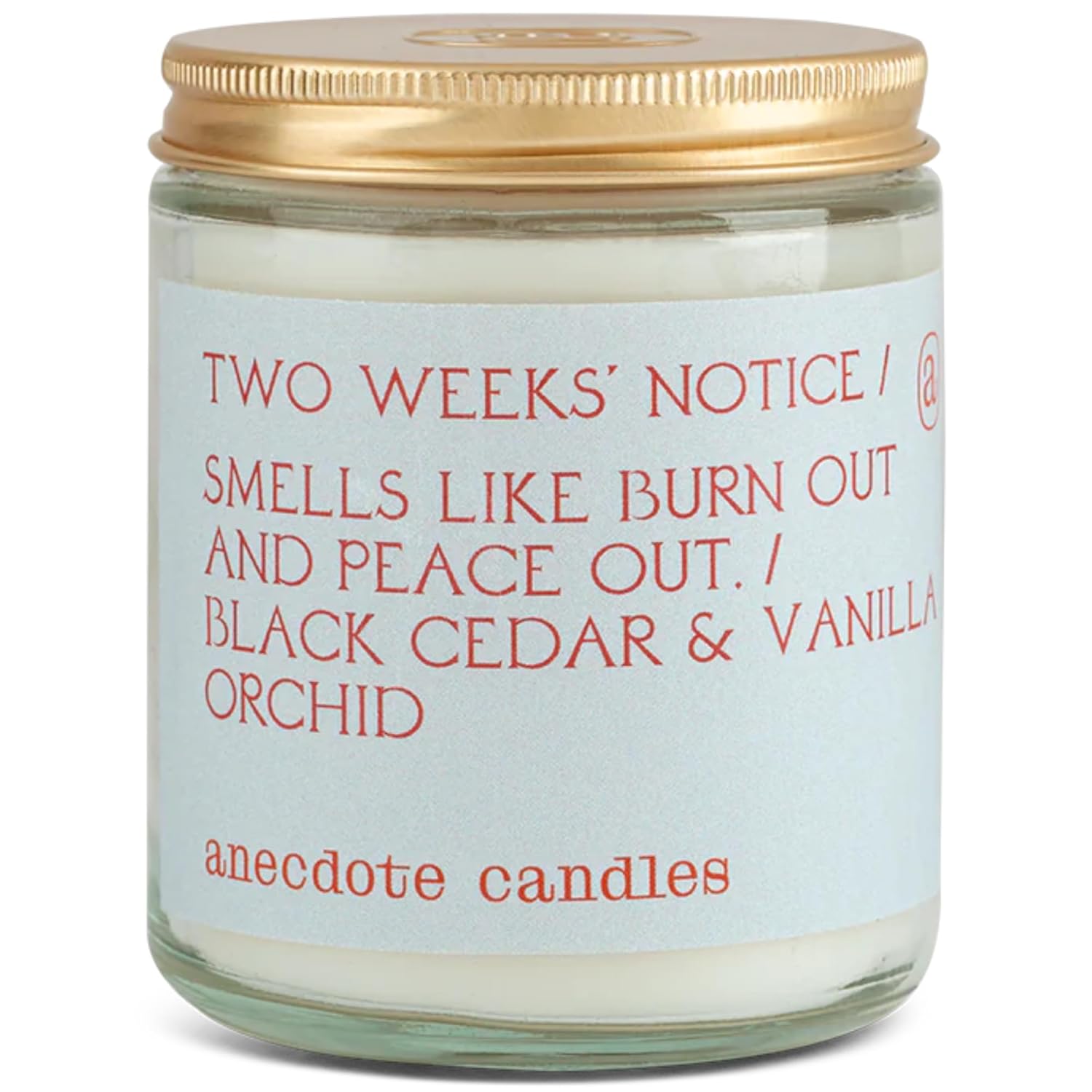 'Two Weeks Notice' Coconut Soy Wax Candle Jar | Premium Hand Poured & Long Burning | Black Cedar & Vanilla Orchid Scent | Phthalate-Free | For Home, Office, Gift - 7.8 Oz