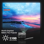 P6 Ultimate Mini Projector, 1100 LED Lumens, 6Hr Battery, 1080P, USB-C, WiFi