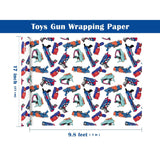 Gun Wrapping Paper Roll - Mini Roll - 17 Inch X 9.8 Feet - Cartoon Gun Toys Wrapping Paper, Perfect For Boys Birthday, Baby Shower, Game Lover