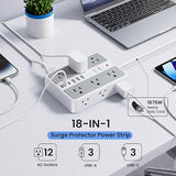 Surge Protector Power Strip 12 Outlets 6 USB Ports 3 USB C 2400J 6FT Flat Plug Extension Cord
