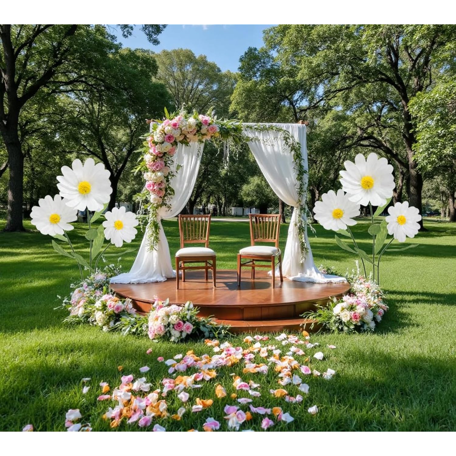 Giant Flowers For Decoration,Large Daisy Flowers Artificial,Big Paper Flower For Wedding,Birthday Party,Garden,Office,Home,Shop Window Display(White)