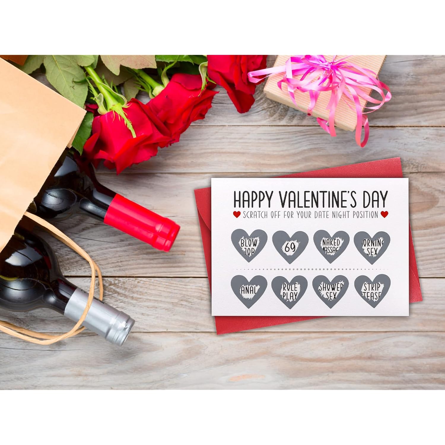 Happy Valentines Day Cards - Funny Scratch Off Valentines Gifts Cards For Him Her Naughty Gift Card For Boyfriend Girlfriend Husband Wife Sexy Gifts Card With Envelope