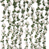 Fake Flowers - 4Pcs 32.8 Ft Artificial Rose Vine Flower Plants Hanging Rose Ivy For Home Hotel Office Wedding Party Garden Craft Art Décor (White)