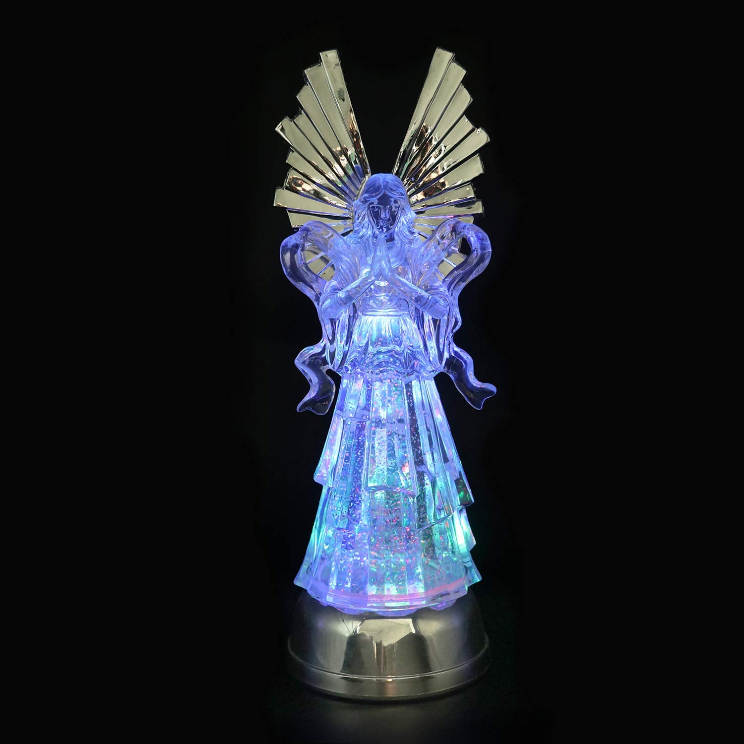 14" Angel Snow Globe Lantern Battery Operated With 6 Hour Timer Color Changing Led Light Praying Angel Swirling Glitter Water Lamp Thanksgiving Christmas Holiday Decor Gift