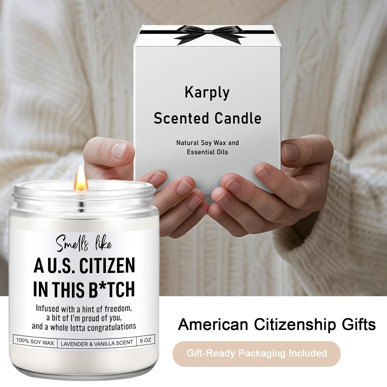 Scented Candle, Us Citizenship Gifts, New American Citizen Gifts, Proud To Be An American, Citizenship Party Decorations, Congratulations Presents For New Citizens
