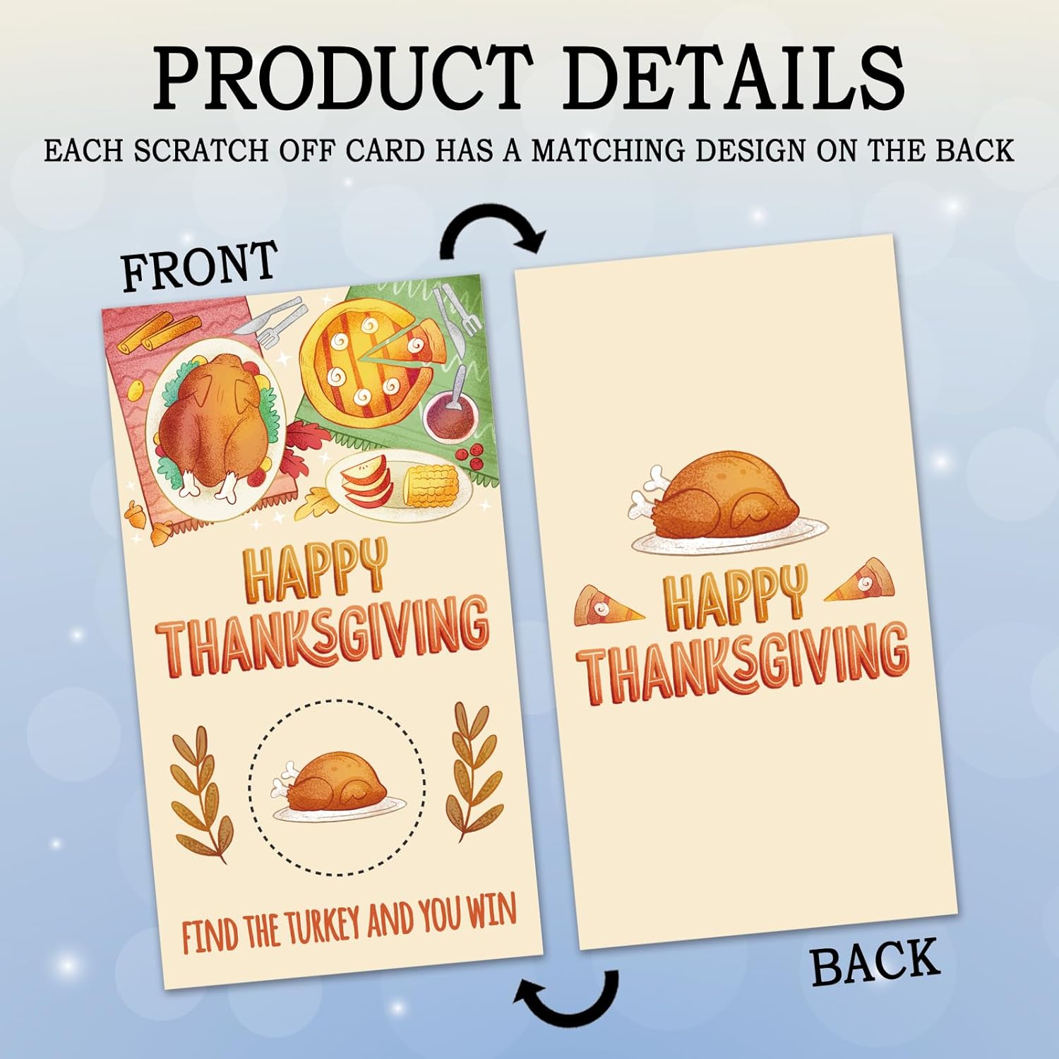 32 Pcs Happy Thanksgiving Scratch Off Cards, Find The Turkey To Win Scratch Off Tickets, Lottery Raffle Tickets For Fall Harvest Party, Funny Thanksgiving Party Card Supplies Decorations