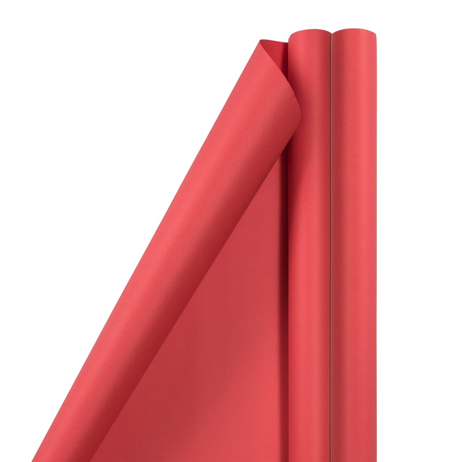 Gift Wrap - Matte Wrapping Paper - 50 Sq Ft Total (30 In X 10 Ft Each) - Matte Red - 2 Rolls/Pack