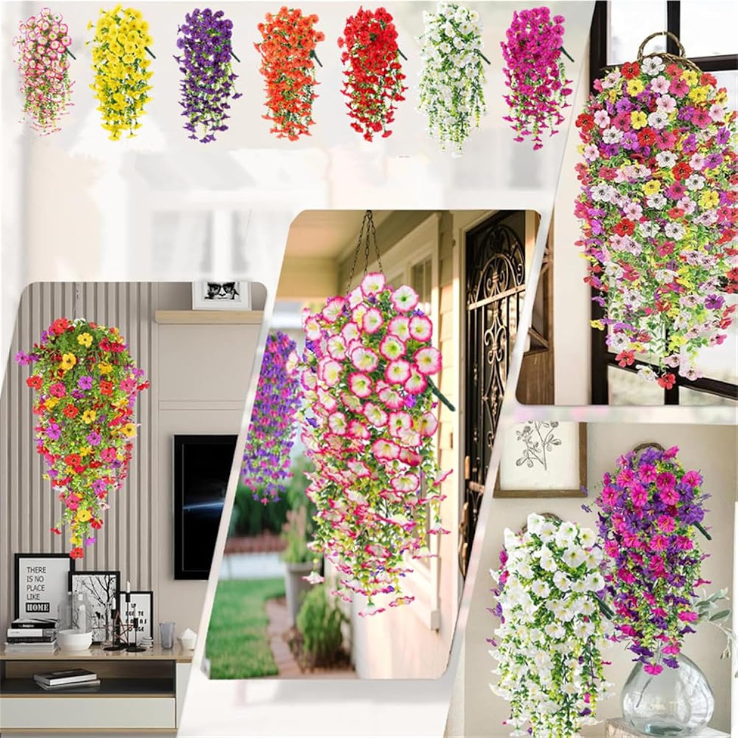 6 Pcs Of Hanging Morning Glory Artificial Flowers, Upgraded Uv Resistant Artificial Hanging Flowers, Suitable For Decoration Such As Weddings, Gatherings, Courtyards, Porches, Etc (Light Purple)