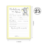 Yellow Elephant Prediction And Advice Cards - Pack Of 25 - Girl Boy Baby Shower Games, New Parents, Mom & Dad To Be, Mommy & Daddy Message, Couples Coed Shower Activity Keepsake Book Yellow G521-Pdav
