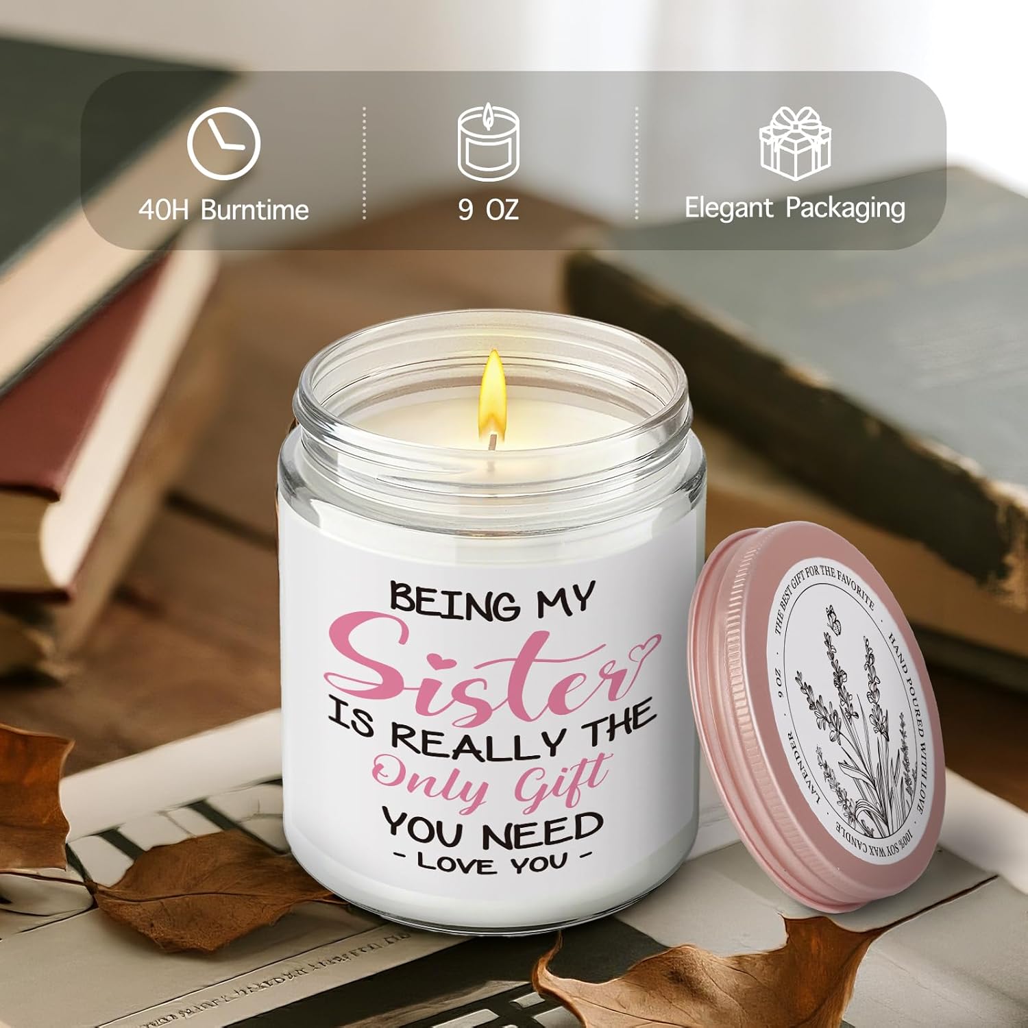 Funny Scented Candle Gifts For Sister From Sisters Brother, Being My Sister Is The Only Gift You Need, Best Friend Candles Gift For Her, Birthday Christmas Candles For Women-29