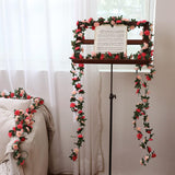 Flower Garland Rose Vines, 2 Strands 16.5Ft Flower Vines For Bedroom, Rose Floral Garland Decorations For Room Table Birthday Wedding Party Garden Wall Decor