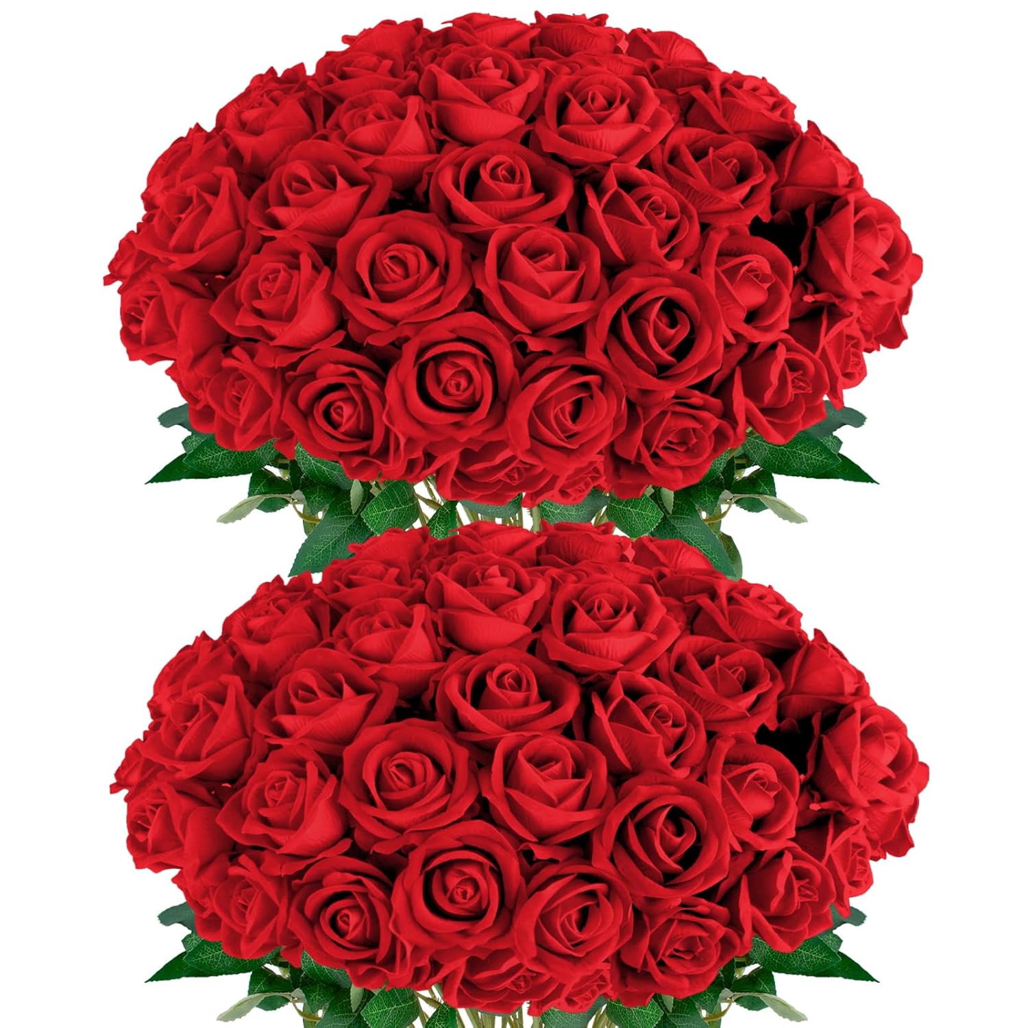 Red Roses Artificial Flowers 50 Pack In Bulk, Fake Roses Flowers Realistic Roses For Wedding Home Party Decoration Event Gift (Red)