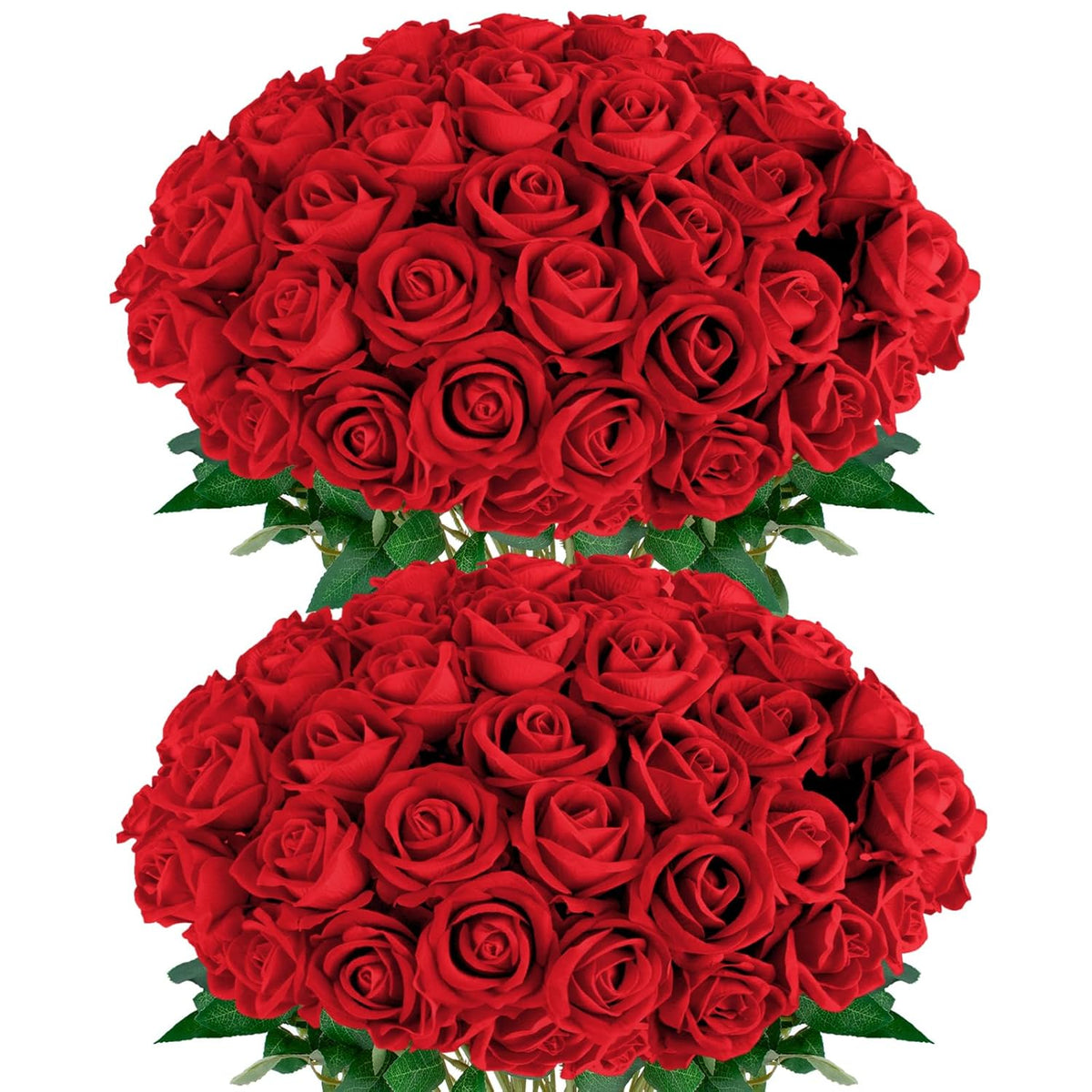 Red Roses Artificial Flowers 50 Pack In Bulk, Fake Roses Flowers Realistic Roses For Wedding Home Party Decoration Event Gift (Red)