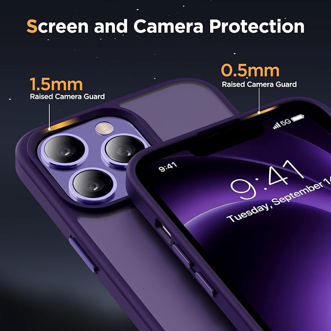 Dark Purple MagSafe iPhone 12 Pro Case Matte Translucent Protective Cover